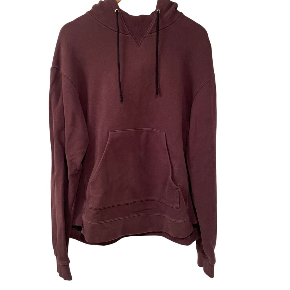 John Elliott Burgundy Hoodie Drawstring Long Sleeve Relaxed Fit Size 2 (Medium)
